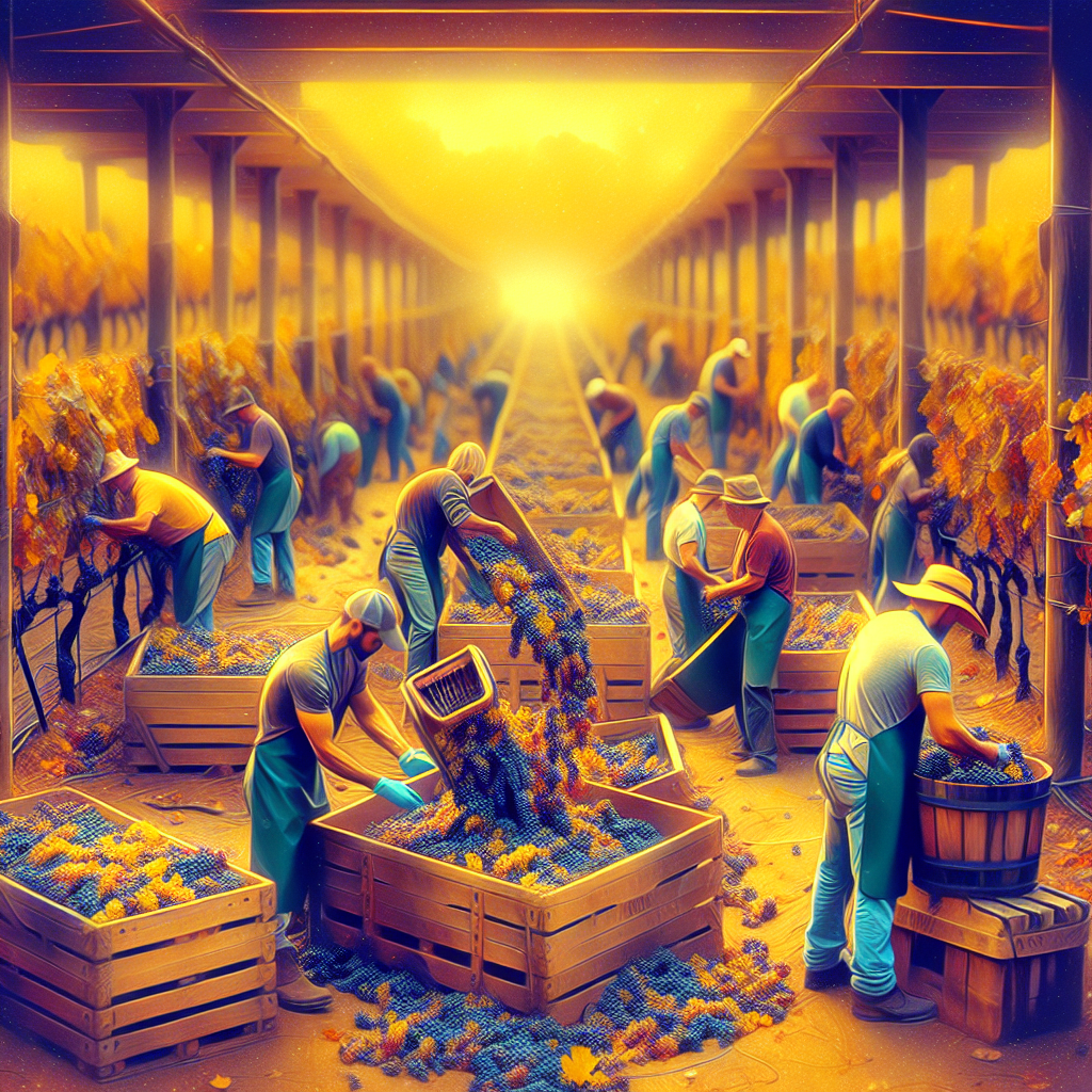 Harvest grapes during crush season