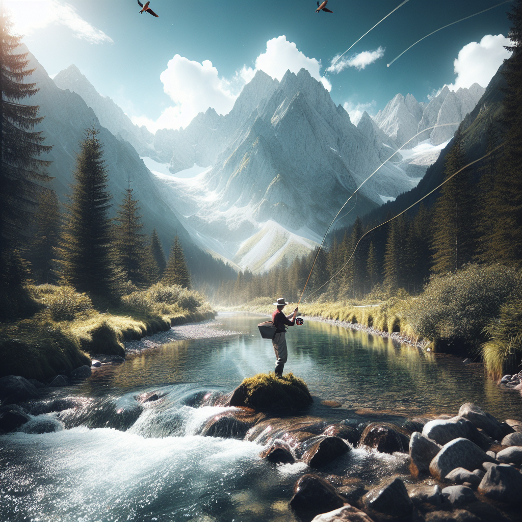 Fly fish in a pristine mountain stream