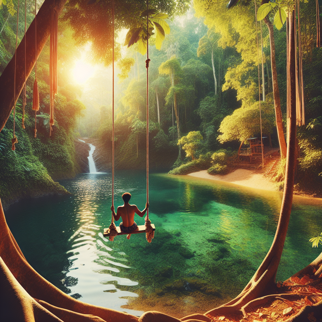 Build a rope swing over a swimming hole