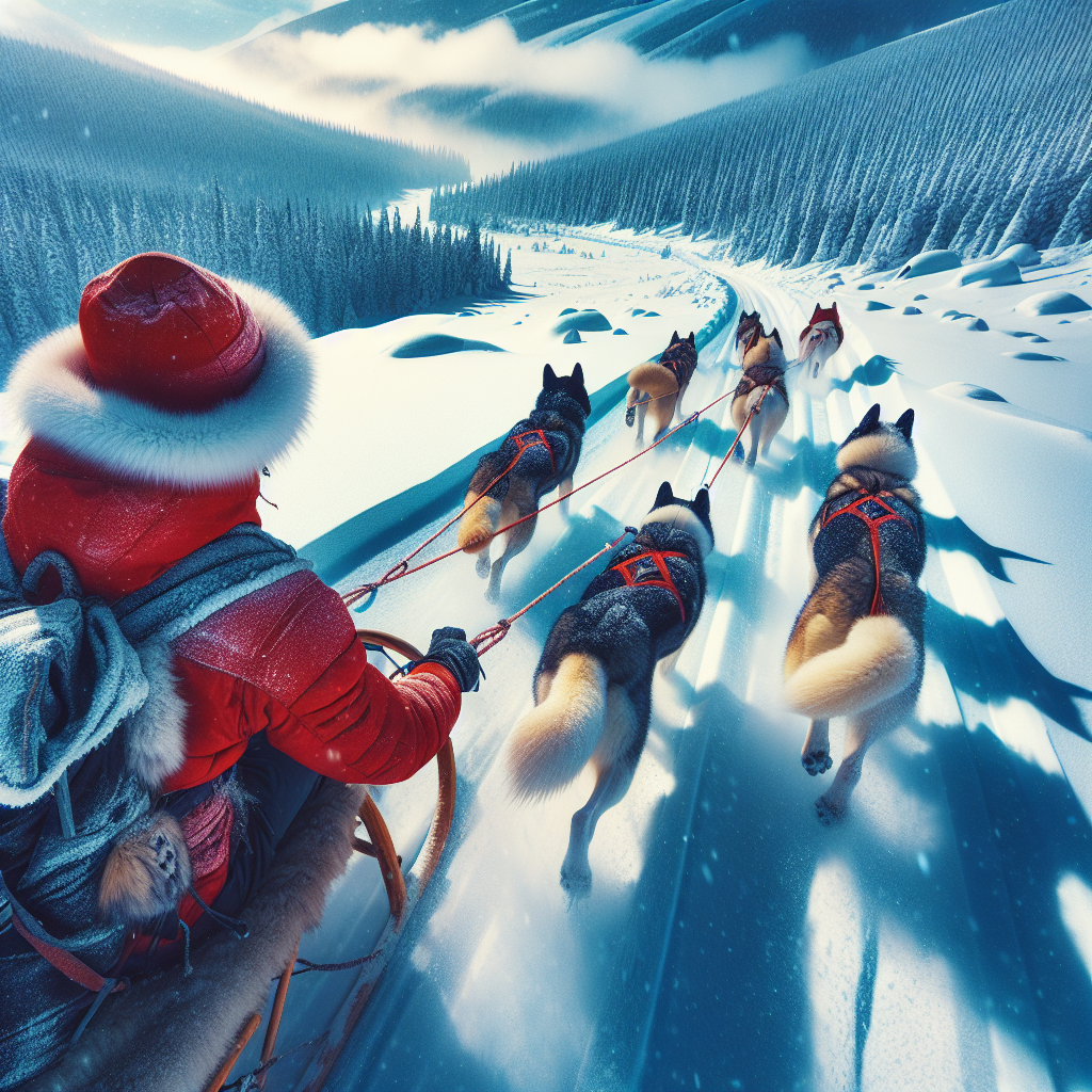 Go dog sledding through snow-covered wilderness