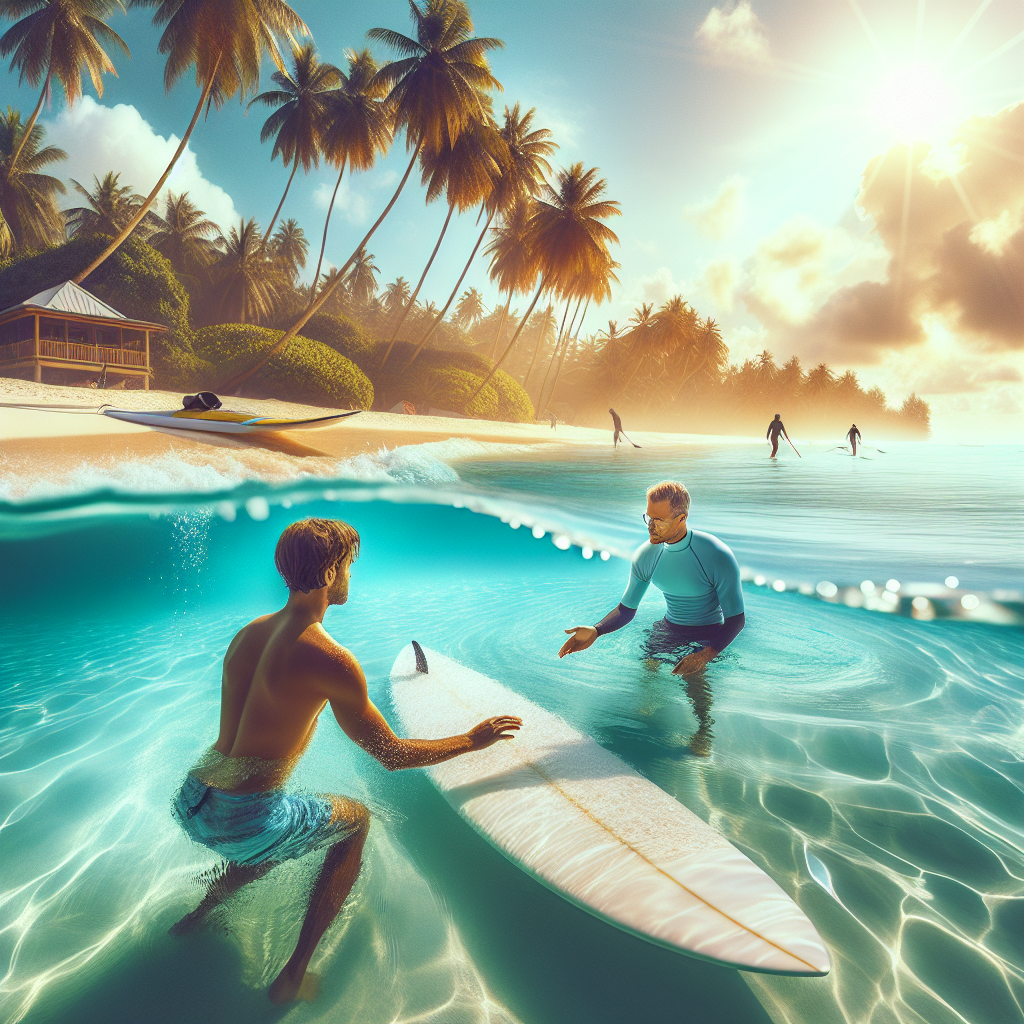 Learn to surf on a tropical beach