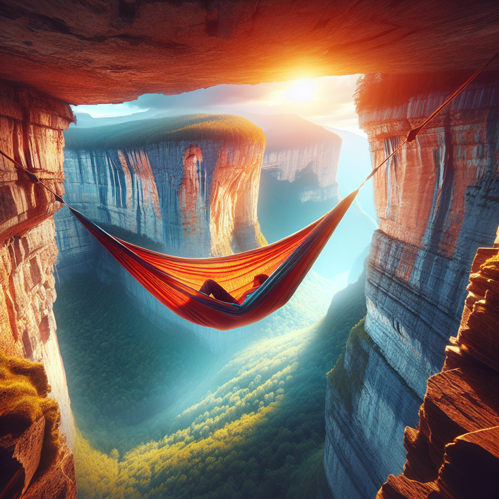Sleep in a hammock between two cliffs