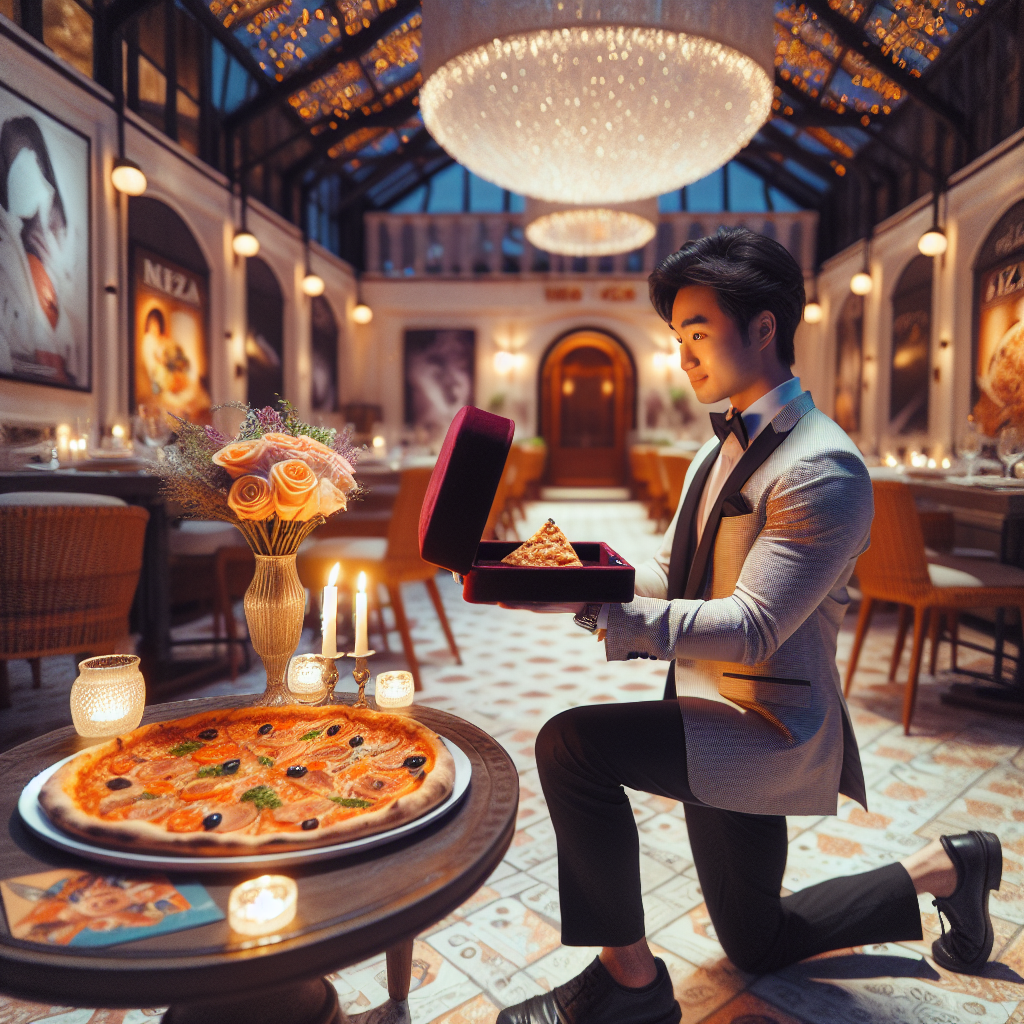 Stage an elaborate proposal to pizza