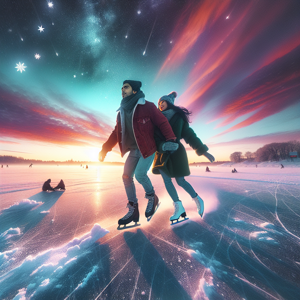 Go ice skating on a frozen lake