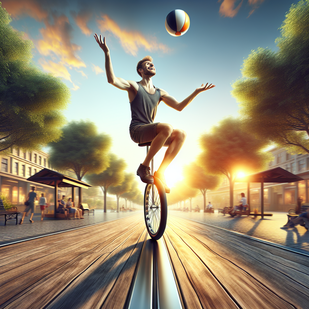 Learn to juggle while riding a unicycle