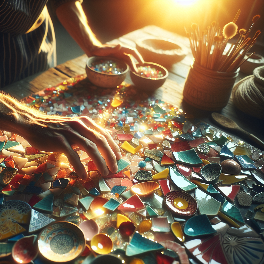 Make a mosaic from broken dishes