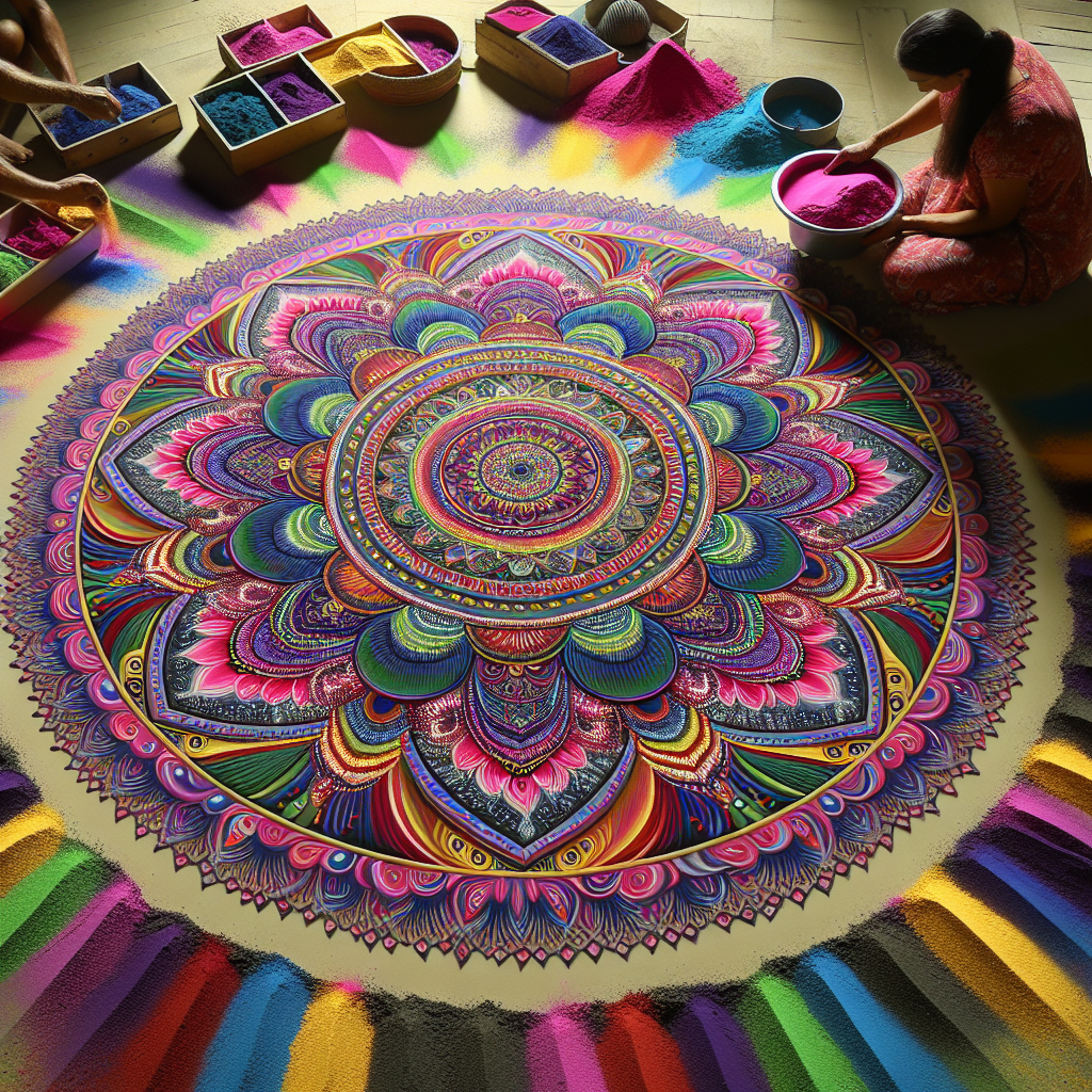 Create a mandala using colored sand