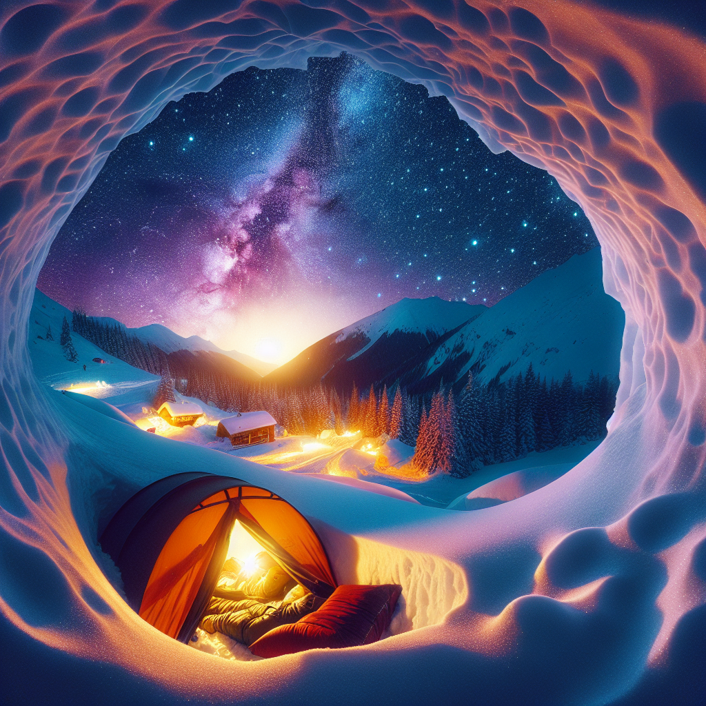 Go winter camping in a snow cave