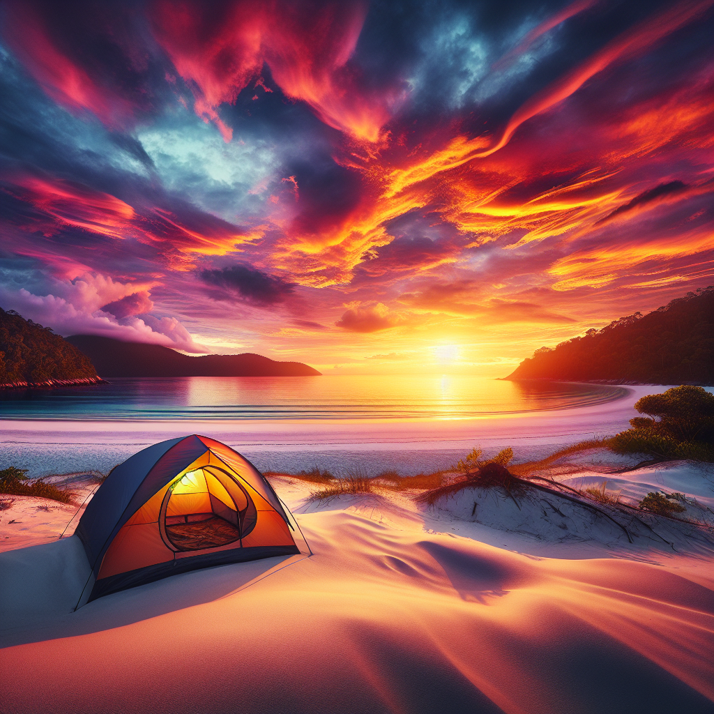 Go beach camping and wake up to sunrise over water