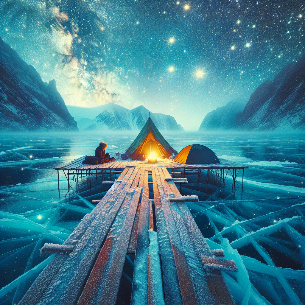 Camp on a frozen lake
