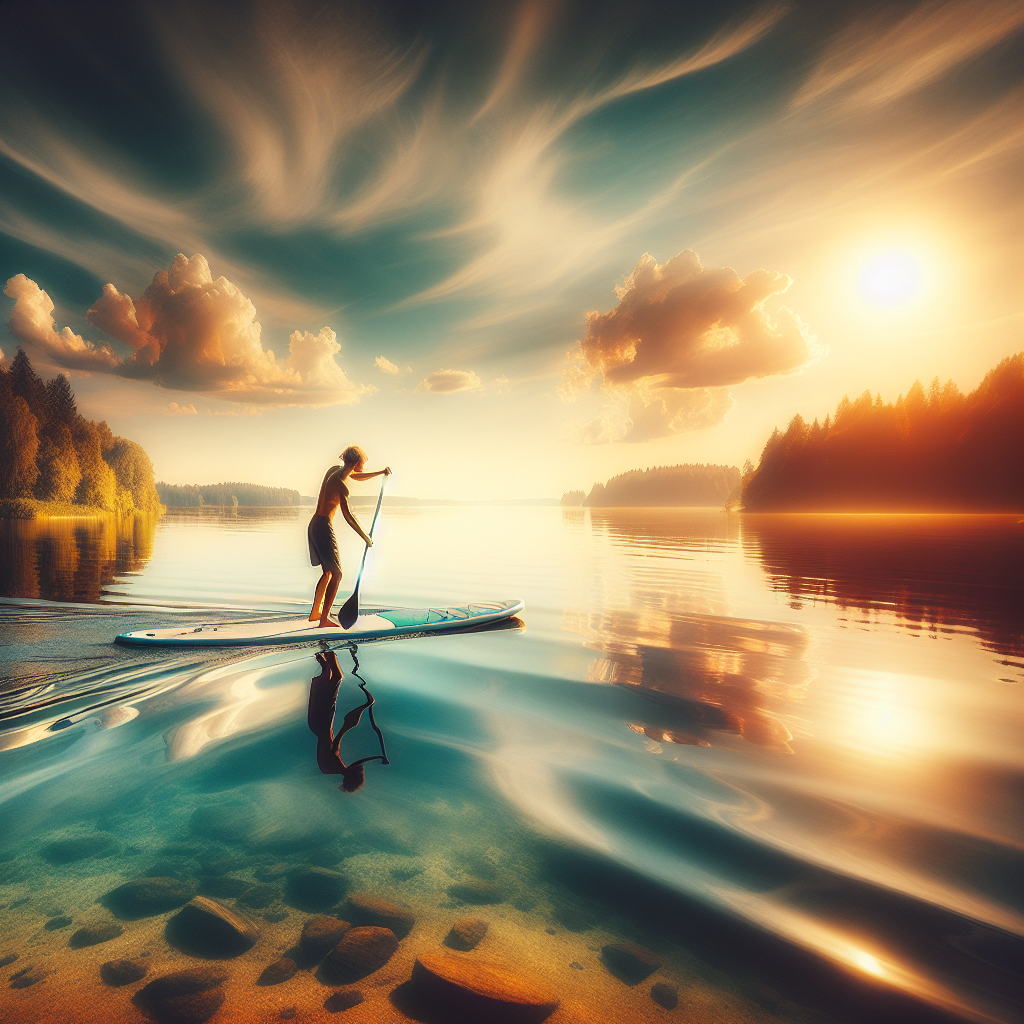 Go paddleboarding on a calm lake