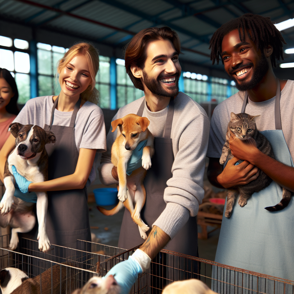 Volunteer at an animal rescue shelter