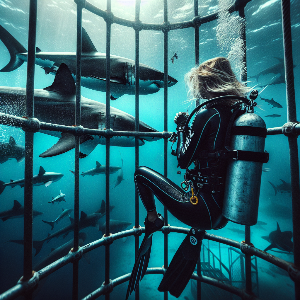 Swim with great white sharks in a cage