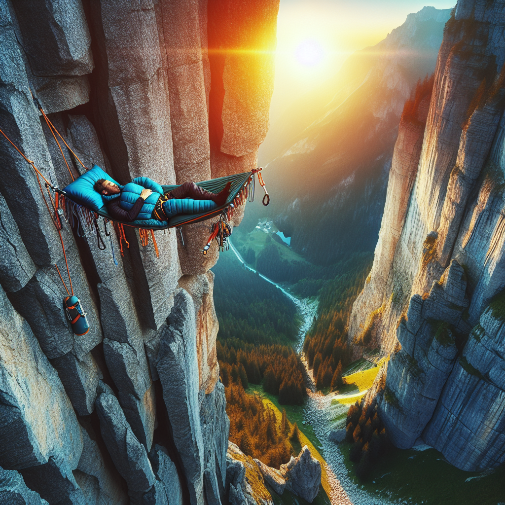 Sleep on a cliff face in a portaledge