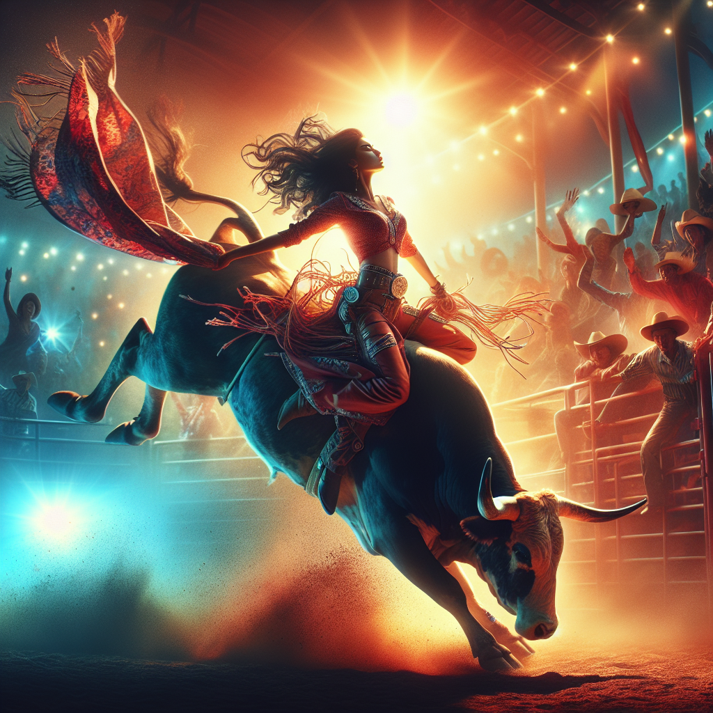 Ride a bull at a professional rodeo