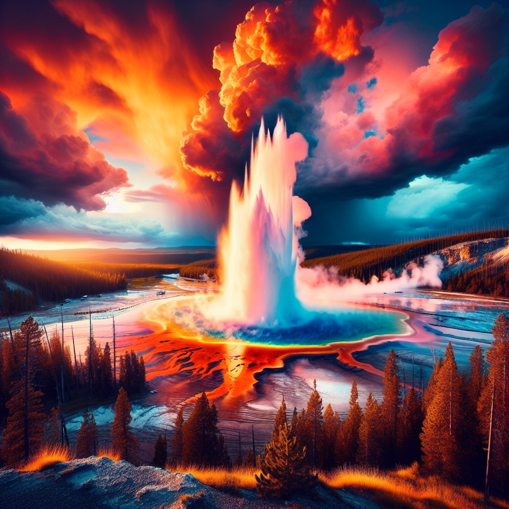 Watch a geyser eruption in Yellowstone