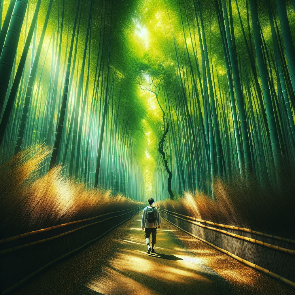 Walk through a bamboo forest in Japan