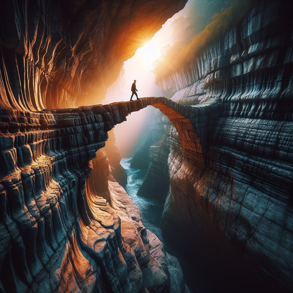Walk across a natural rock bridge