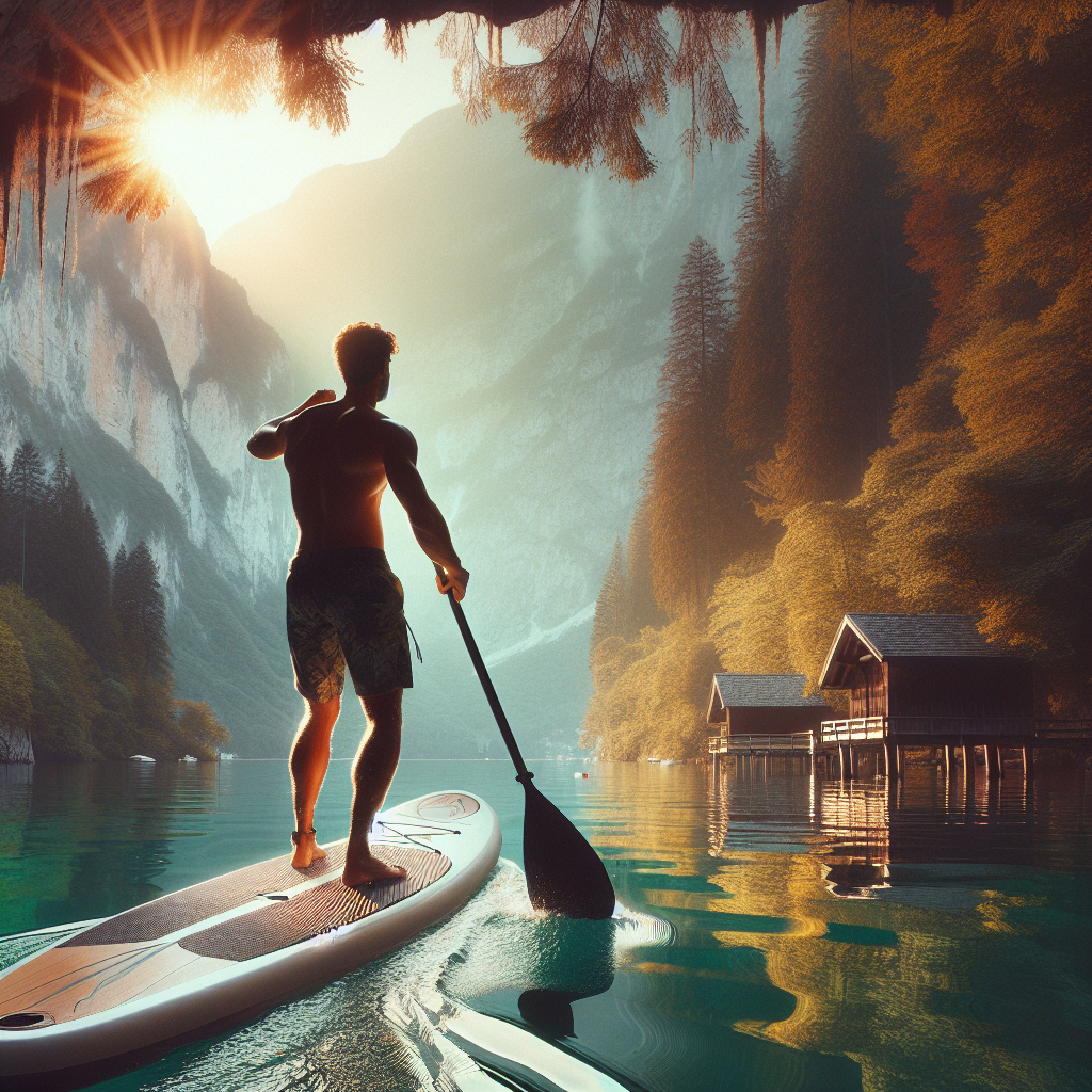 Stand-up paddleboard across a bay