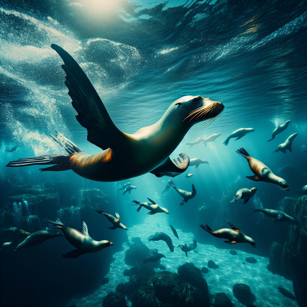 Watch sea lions play underwater