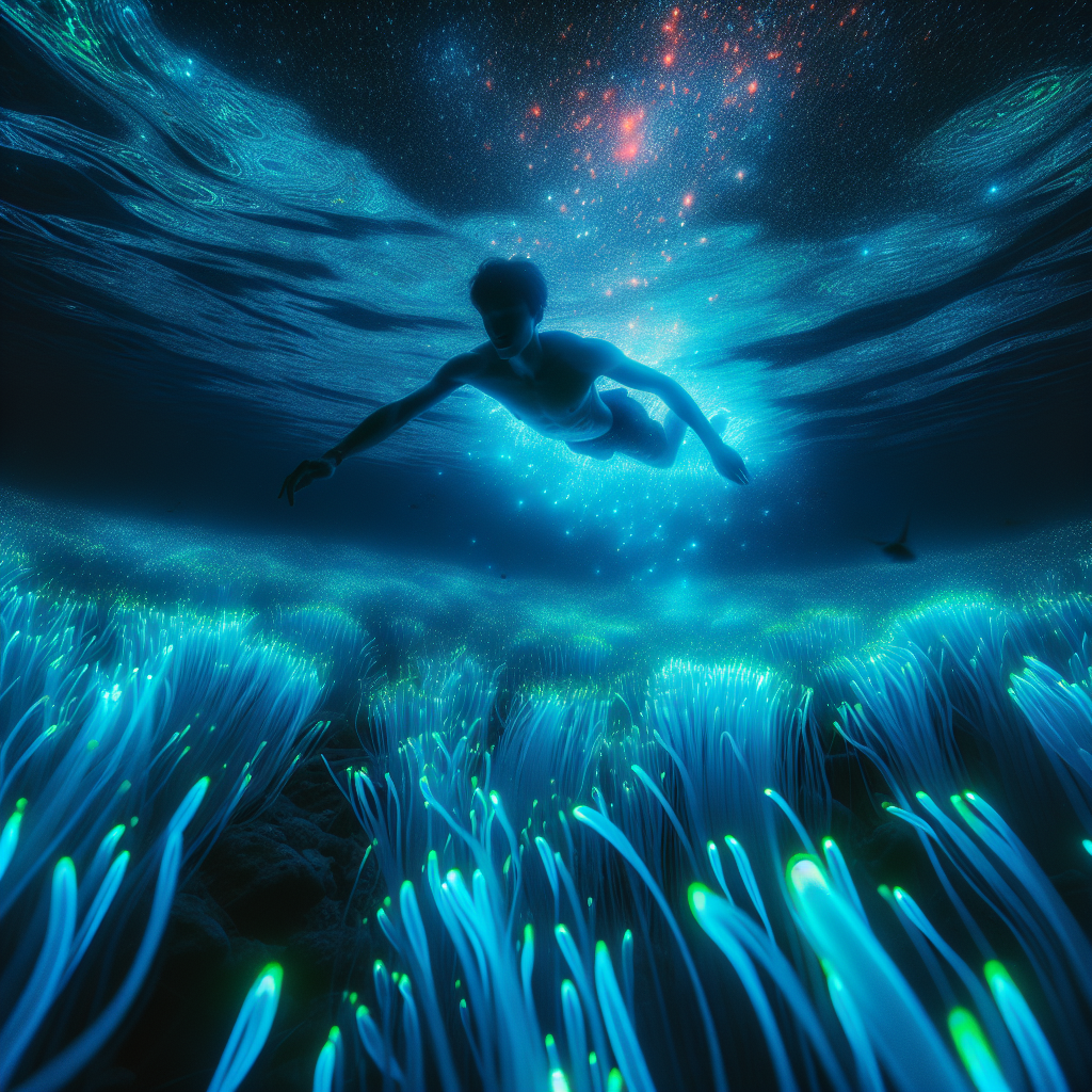 Experience bioluminescent plankton while swimming