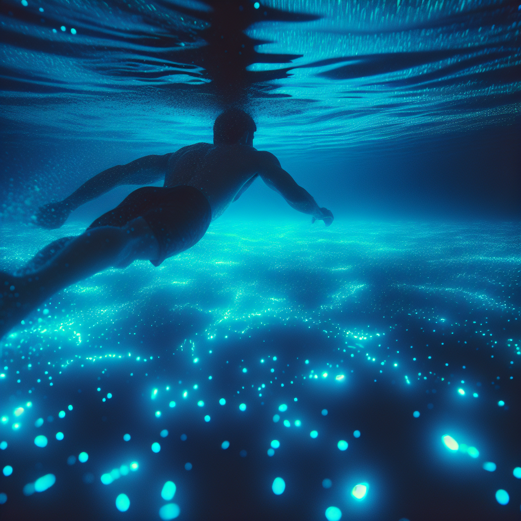 Swim in bioluminescent waters