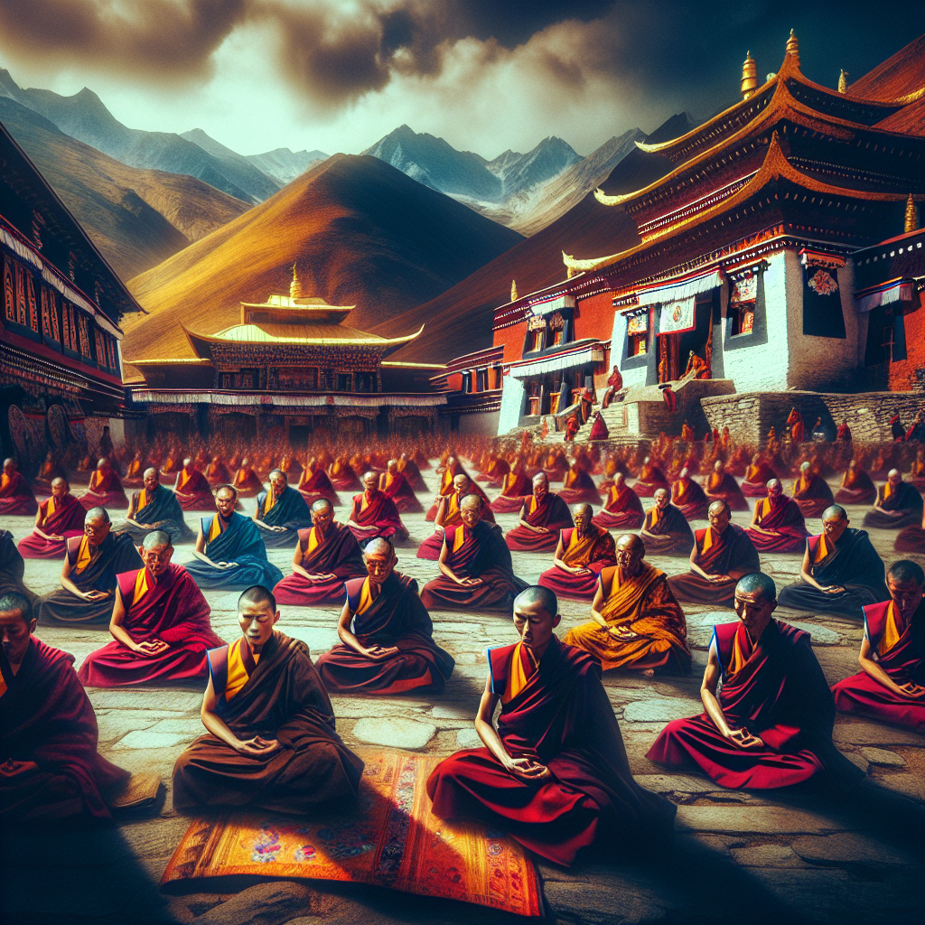 Meditate with monks in a Tibetan monastery