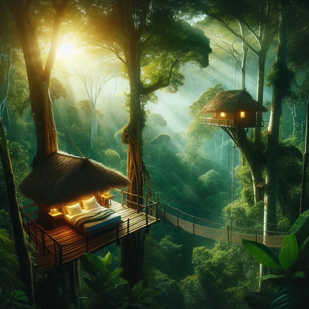 Sleep in a treehouse in the Amazon rainforest