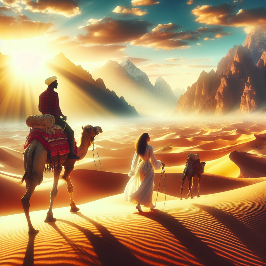 Take a camel ride across desert terrain
